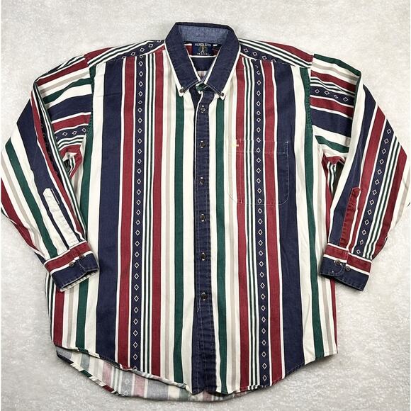 Salmon River Traders Shirt Mens XL Stripe Long Sleeve Button Western Vintage 90s - Picture 1 of 6
